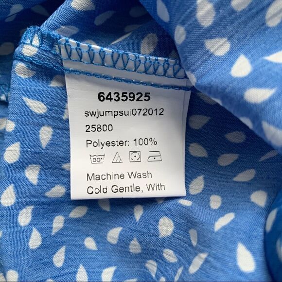 SHEIN Zipper Back Blue and White Polka Dot Allover Print Slip Romper Size Large - Picture 13 of 13